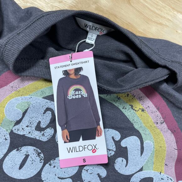Wildfox NWT Easy Does It Sommers Sweatshirt Side Slits Drop Shoulder Size S - Picture 9 of 11